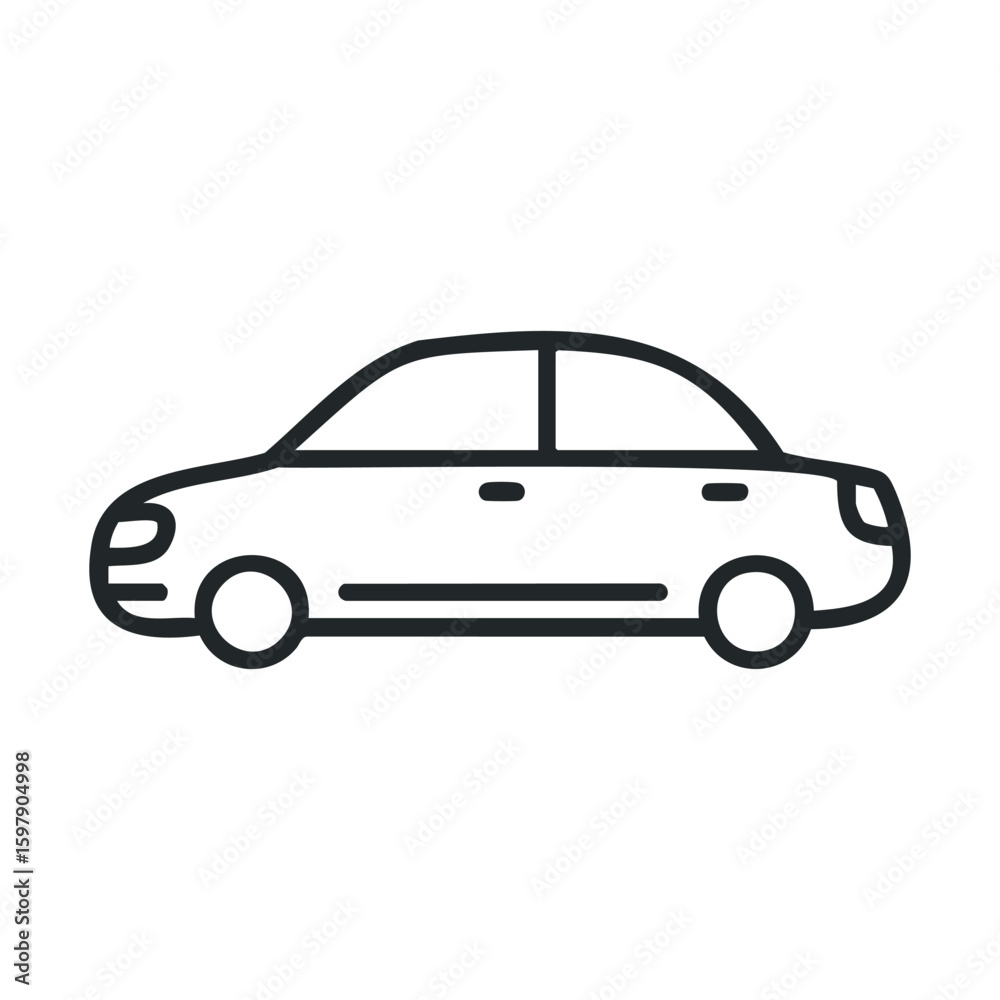 Fototapeta premium Simple sedan sketch in black on white background