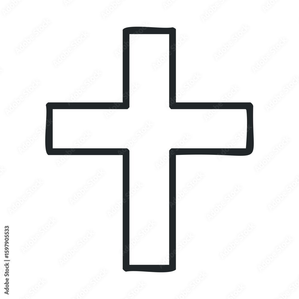 Fototapeta premium Black and white cross symbol on white background