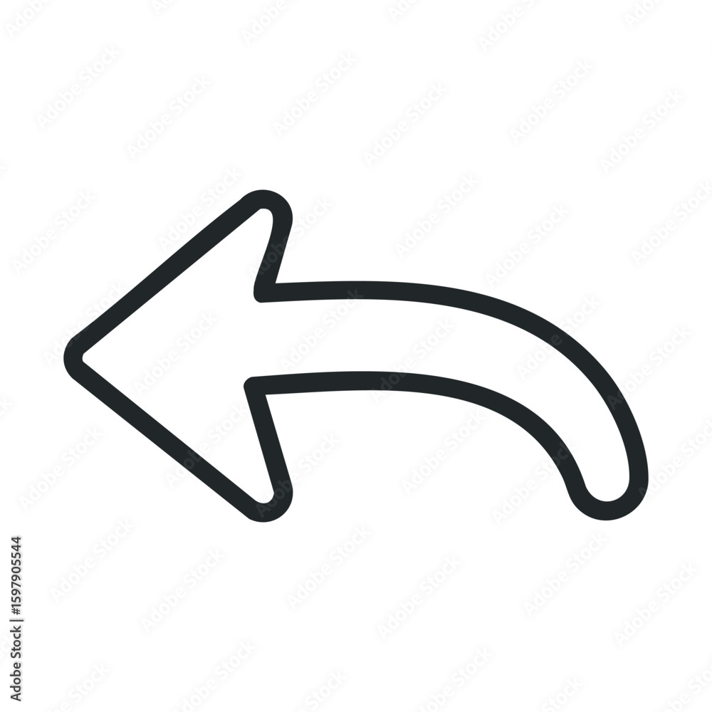 Simple black outline arrow pointing left on white background