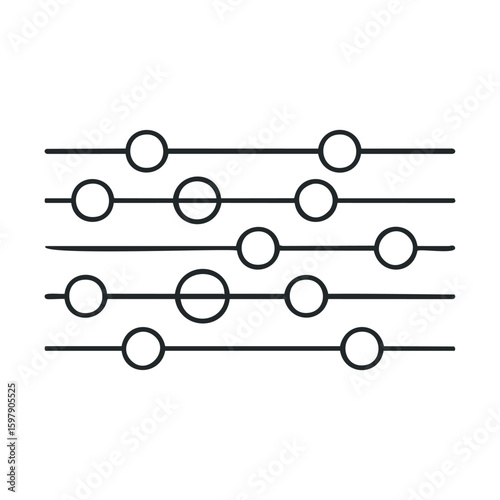 Minimalist illustration of an abacus with lines and circles for mathematical concepts
