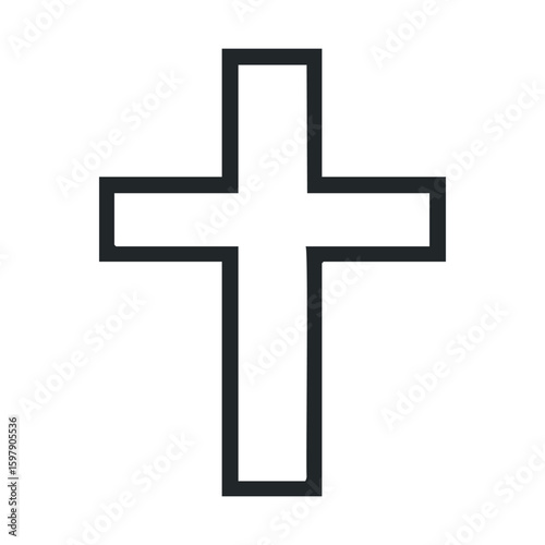 Simple black and white cross: religious symbol in minimalistic design