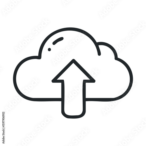 Cloud upload symbol with arrow illustration on white background