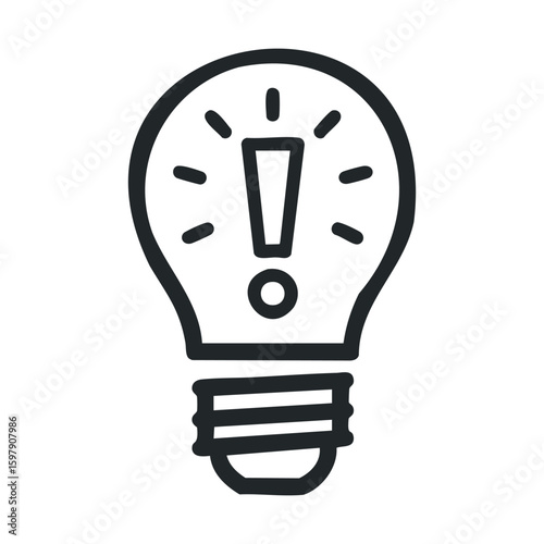 Lightbulb icon with exclamation mark representing innovation and ideas