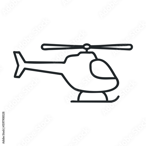 Outline drawing of a helicopter with rotors and skids