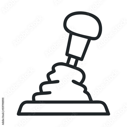 Simple icon of car manual gear shifter in black and white design