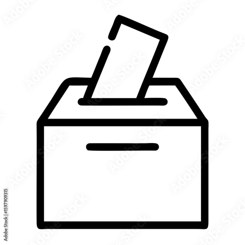 Illustration of a ballot box with a paper being inserted representing voting in an election process now