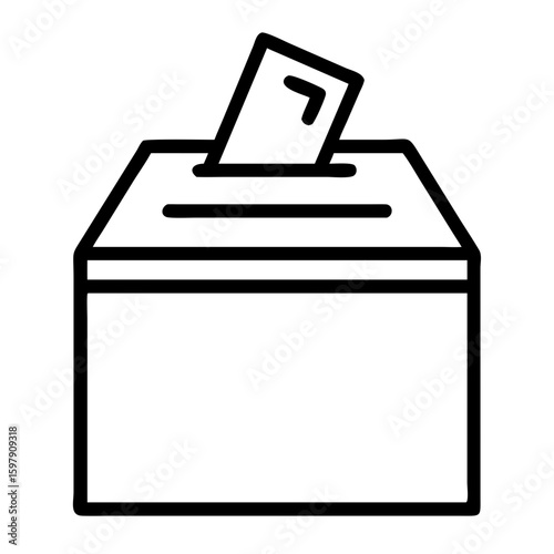 Illustration of a ballot box with a vote being inserted representing the democratic process and elections