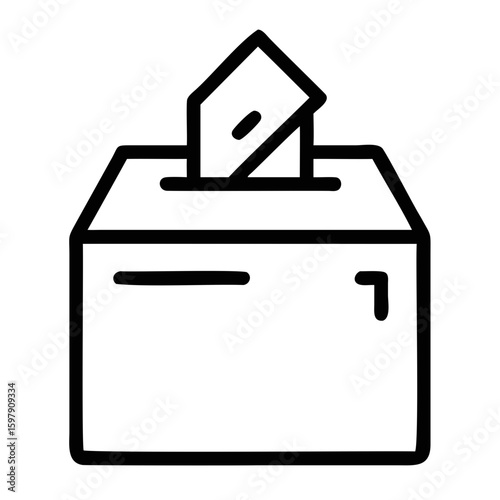 Illustration of a ballot box with a voting slip being inserted during an election process activity scene