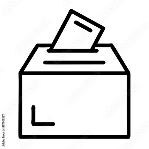 A simple line drawing of a ballot box with a ballot being inserted, conveying voting process clearly