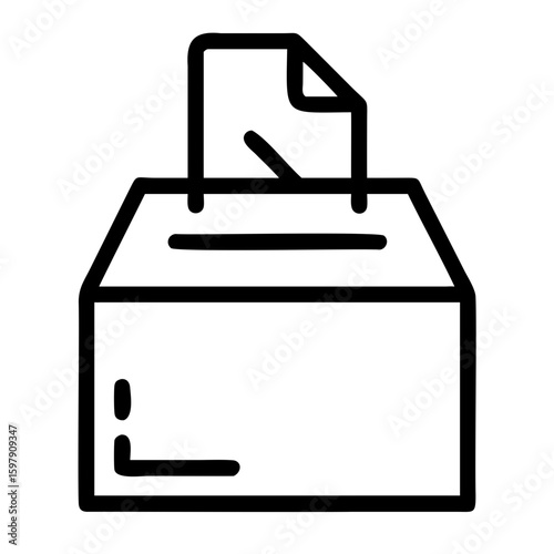 Illustration of a ballot box with a paper being inserted representing voting in a democratic election