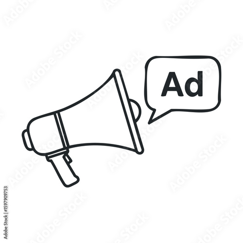 Megaphone with speech bubble icon for advertisement promotion