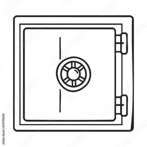 Secure metal safe with combination lock illustration