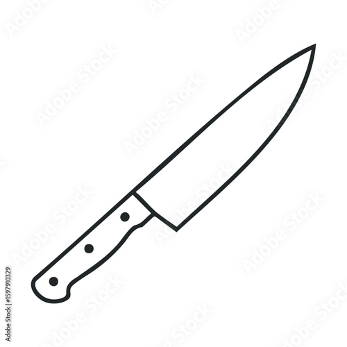 Sleek chef's knife with black handle and stainless steel blade