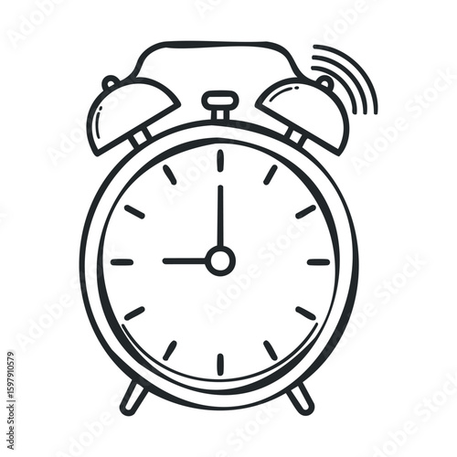 Vintage style alarm clock ringing with bells and hands