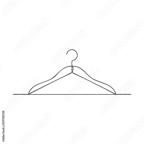 Simple wire clothes hanger on white background