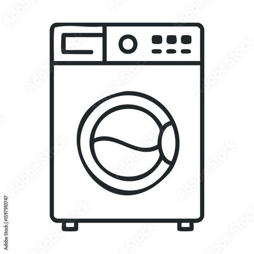 Minimalist washing machine icon - laundry appliance with control panel