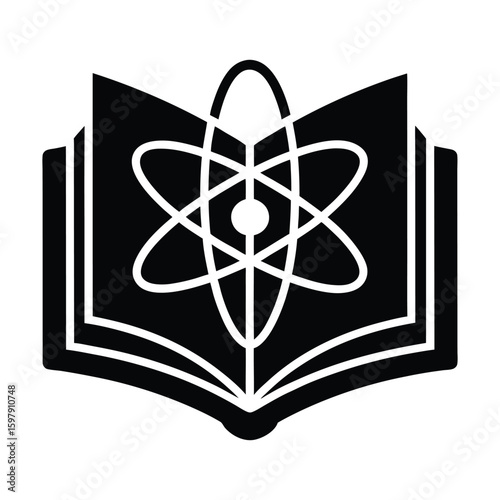 Silhouette icon of an open book vector on white background