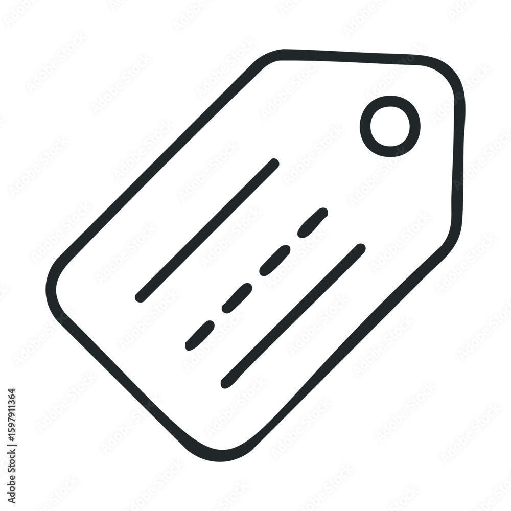 Minimalist black line art of a blank price tag icon in simple design Minimalist black line art of a blank price tag icon in simple design