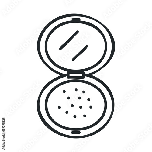 Open compact face powder icon with mirror and dotted powder surface