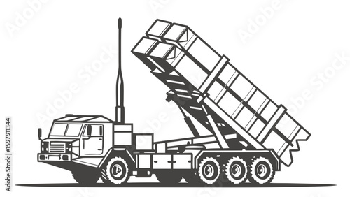 black and white missile launcher truck clip art preview