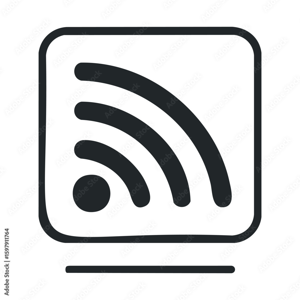 Black rss feed symbol in rounded square design with bold lines Black rss feed symbol in rounded square design with bold lines
