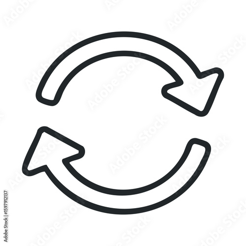 Recycling symbol with black reversible arrows indicating environmental conservation
