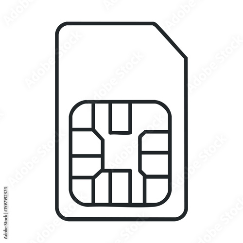 Simple black and white sim card icon design