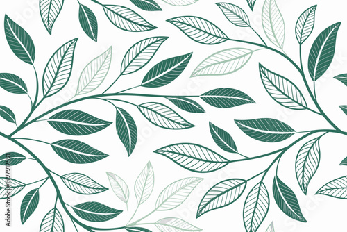 seamless pattern with leaves lines art 