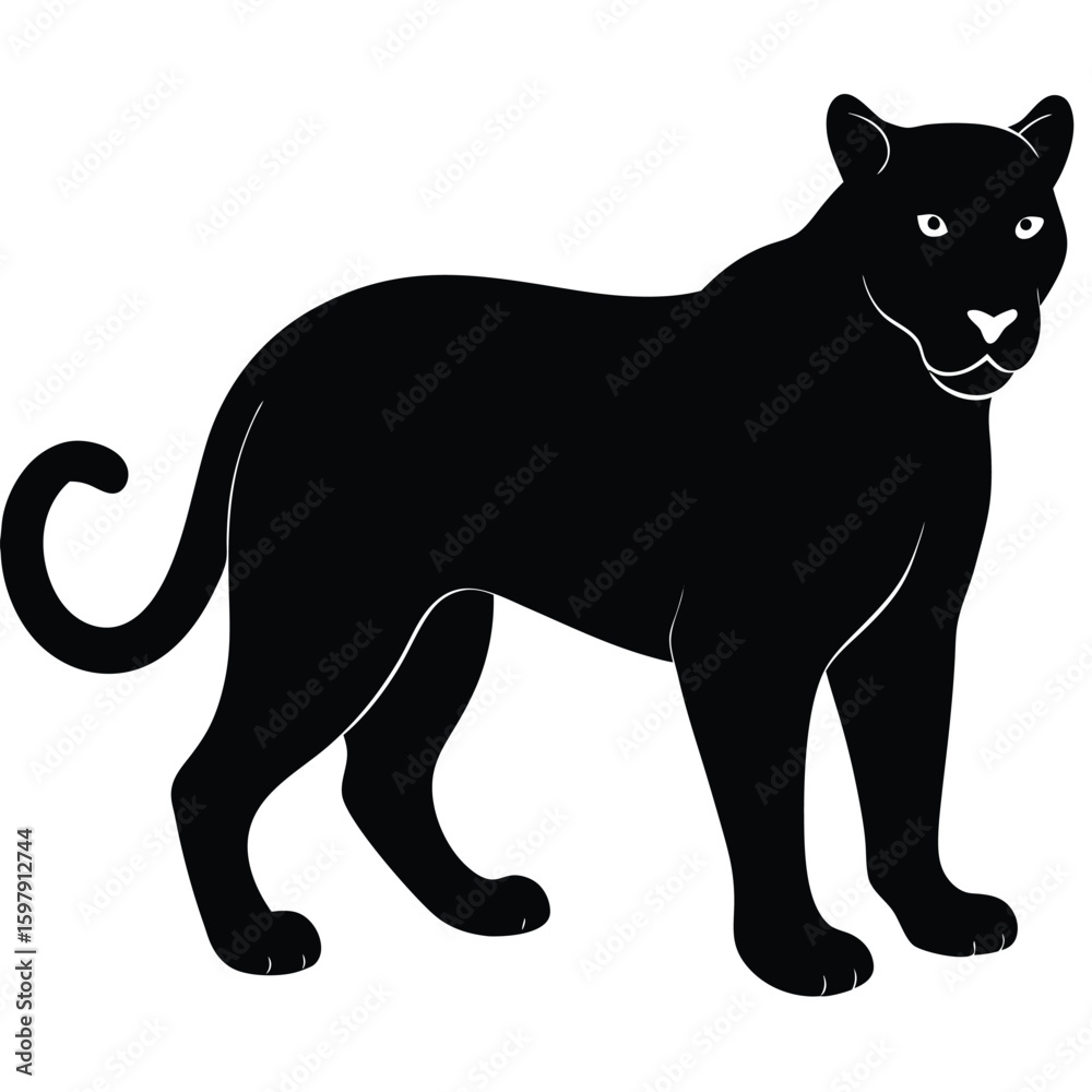 Full Black Leopard Shape High Resolution Vector
