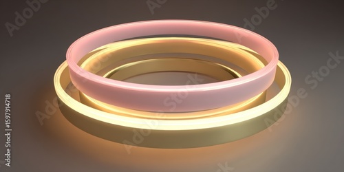 Elegant rings in gold and pink hues create a captivating abstract design, perfect for backgrounds, wallpapers, or adding a touch of modern sophistication to any project.