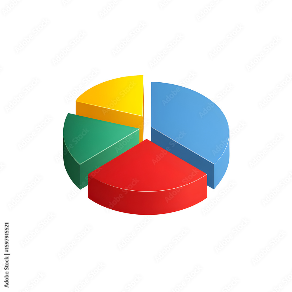 Isometric 3D Colorful Pie Chart Data Visualization Isometric 3D Colorful Pie Chart Data Visualization