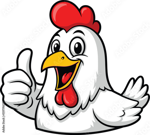 Cartoon chicken giving a thumbs up gesture with a happy expression