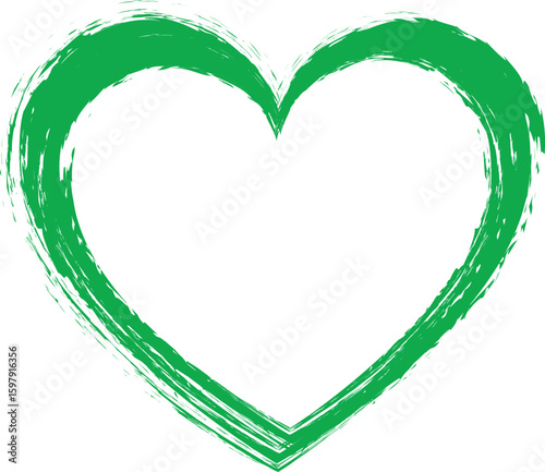 green brush painted stamp heart frame banner - Valentine's Day concept