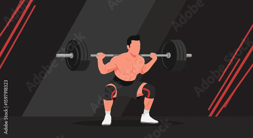 Athlete Doing Barbell Squats In The Gym For Strength And Muscle Training