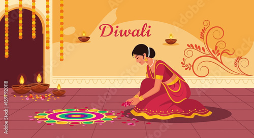 Celebrating Diwali With Rangoli And Traditional Decorations For Festive Occasion