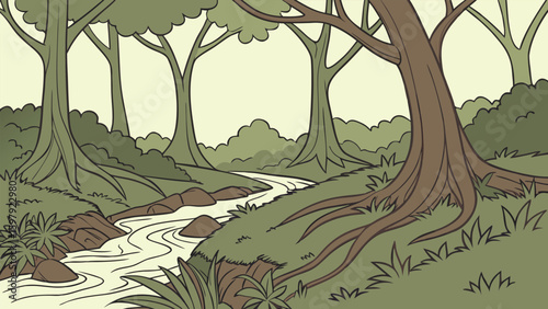 Dense Alluvial Forest with Rich Vegetation and Floodplain Trees