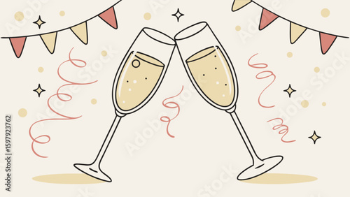 Celebration champagne toast party vector illustration for festive events and special occasion design needs