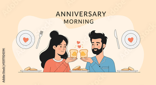 Celebrating Love A Couple's Special Anniversary Breakfast Moment Together