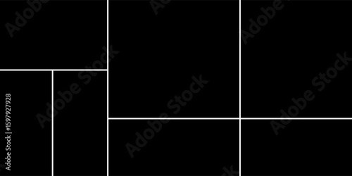 Empty collage for 7 pictures. Vector photo frame for memory.