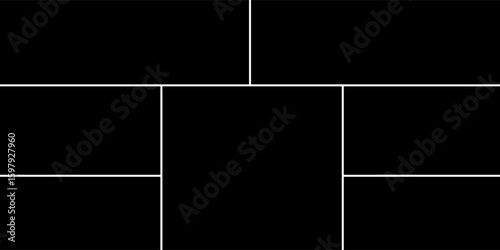 Empty collage for 7 pictures. Vector photo frame for memory.