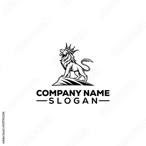 Roaring Lion King on a Rock Logo