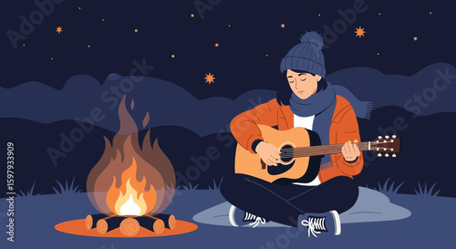 Campfire Melodies Evening Acoustic Serenade Under Starry Skies