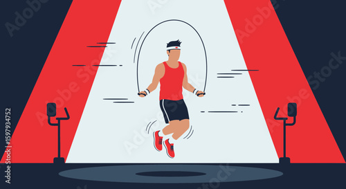 Determined Athlete Skipping Rope During Training Session in the Gym For Fitness