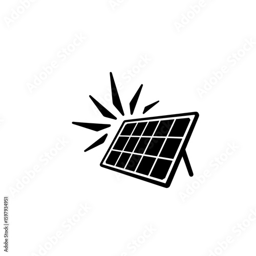 Minimalist illustration of a solar panel absorbing sunlight, representing renewable energy source.
