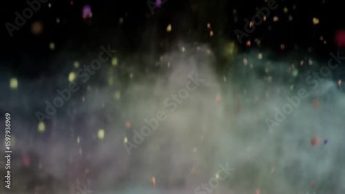 Color Powder Explosion on Black, Multi-colored particles suspended for beauty/art, can use as abstract background