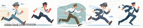 vector set of pilots running