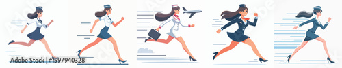 flight attendant character vector running