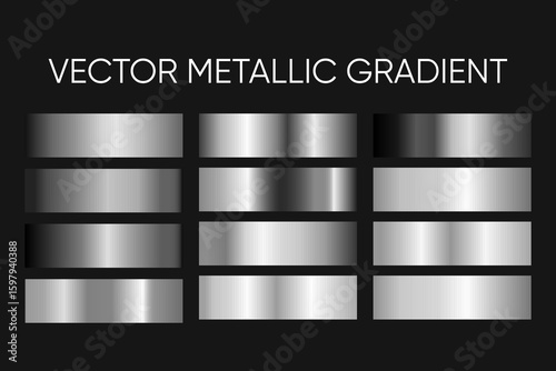 Set of silver metallic mirror gradients for design