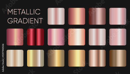 Luxury metallic gradient swatches in rose gold and copper tones