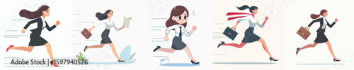 a set of vector characters of secretaries running